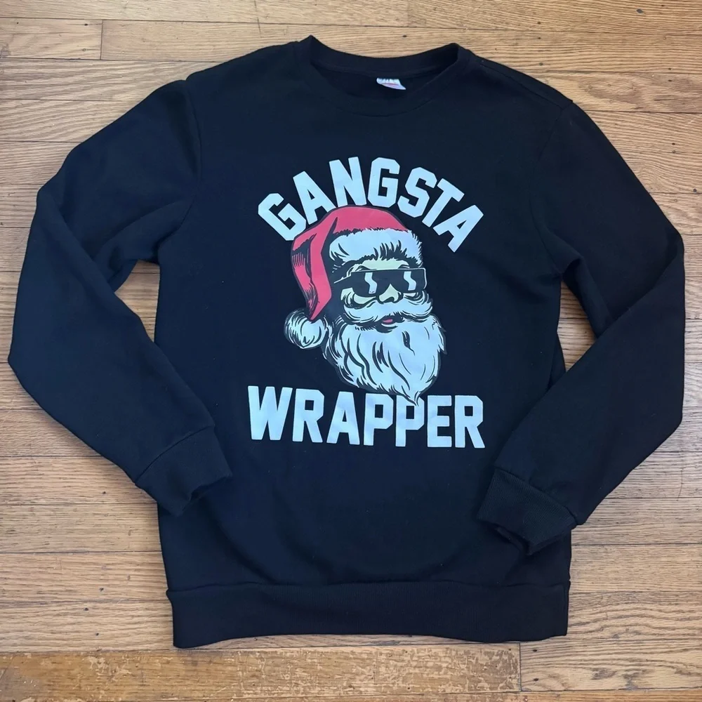 Holiday Time Black 'Gangsta Wrapper' Men's Sweatshirt